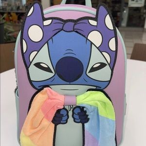 Loungefly Disney Super Stitch Rainbow Towel Cape Laundry Mini Backpack - New